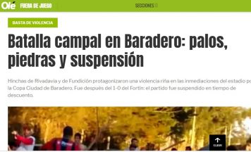 Violencia en el futbol: Baradero es noticia en el diario Olé