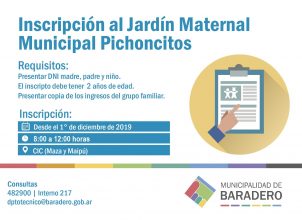 Educación | Inscripción al Jardín Maternal Municipal “Pichoncitos”