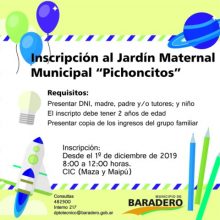 Continúa abierta la inscripción al Jardín Maternal Municipal “Pichoncitos”