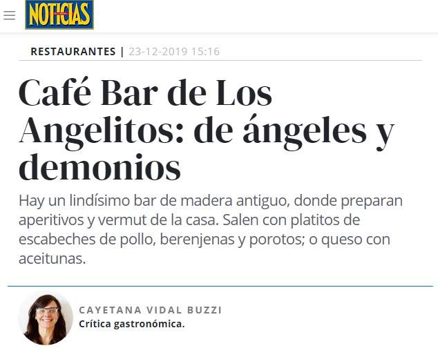 Baradero en la revista Noticias Café Bar de Los Angelitos: de ángeles y demonios