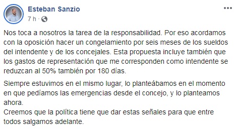 Presupuesto: Intendente y concejales se congelan los sueldos por 180 días