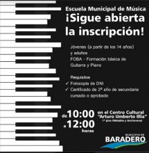 Inició la inscripción para la Escuela Municipal de Música