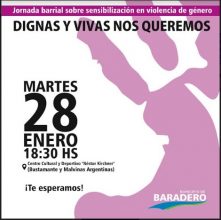 Se realizará una jornada barrial sobre concientización en violencia de género