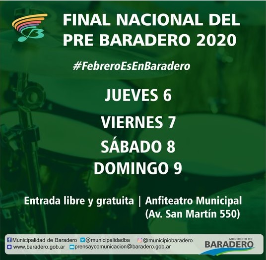 La Final Nacional del Pre-Festival Baradero será el 6, 7, 8 y 9 de febrero