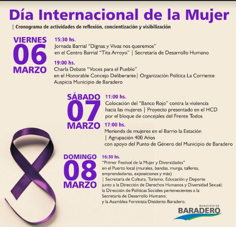 Día Internacional de la Mujer | Cronograma de actividades de reflexión, concientización y visibilización