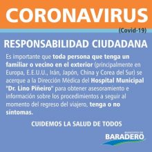 Coronavirus: Familias de Baradero en cuarentena por prevención