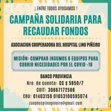 Coronavirus: Campaña solidaria de la cooperadora del hospital