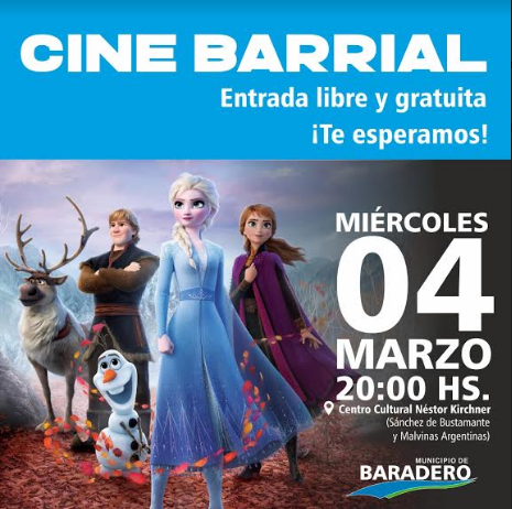 Cine Barrial: Frozen se proyectará en el Centro Deportivo y Cultural “Néstor Kirchner”