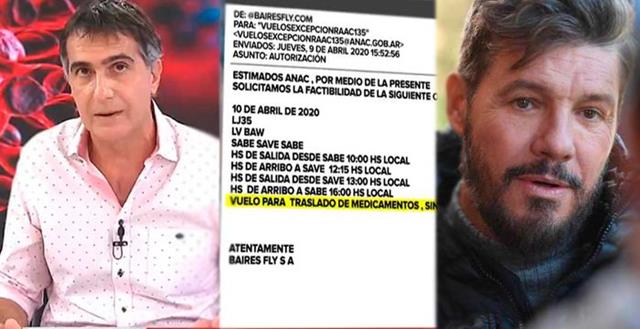 Laje explicó y mostró documentos que confirman que Tinelli sí pidió una valija con medicamentos