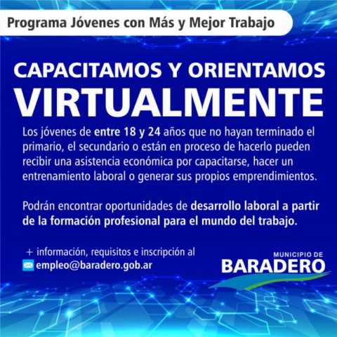 Programa Jóvenes con Más y Mejor Trabajo | Capacitamos y orientamos virtualmente
