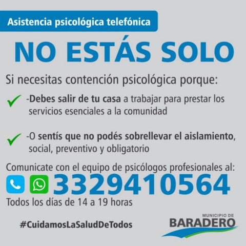 No estás solo | Línea telefónica de asistencia psicológica