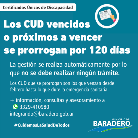 Los Certificados Únicos de Discapacidad se extienden por 120 días