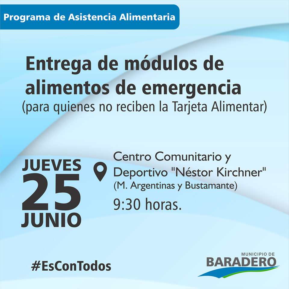 Entrega de módulos de alimentos en el Centro Cultural y Deportivo “Néstor Kirchner”
