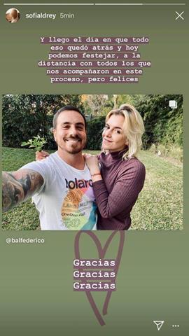 La novia de Fede Bal, emocionada tras la recuperación del actor: «Llegó el día en que todo eso quedó atrás»