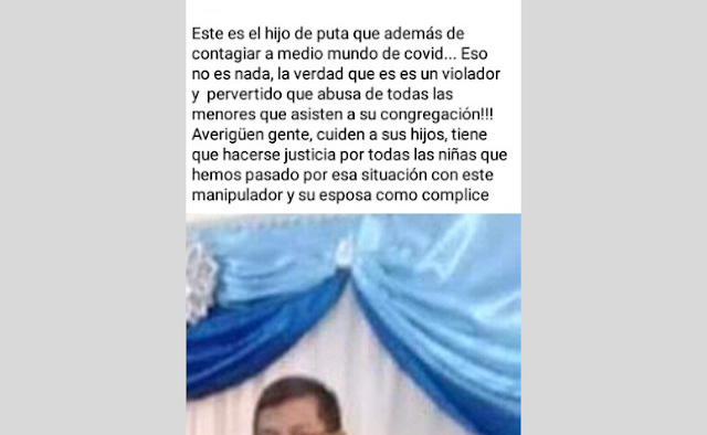 San Pedro: Denuncian por abuso de menores al pastor con COVID