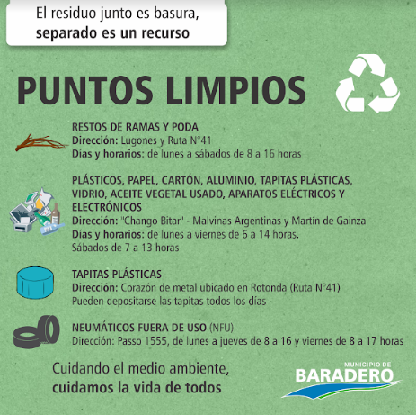 Puntos Limpios en Baradero: se sumó el de Neumáticos Fuera de Uso (NFU)