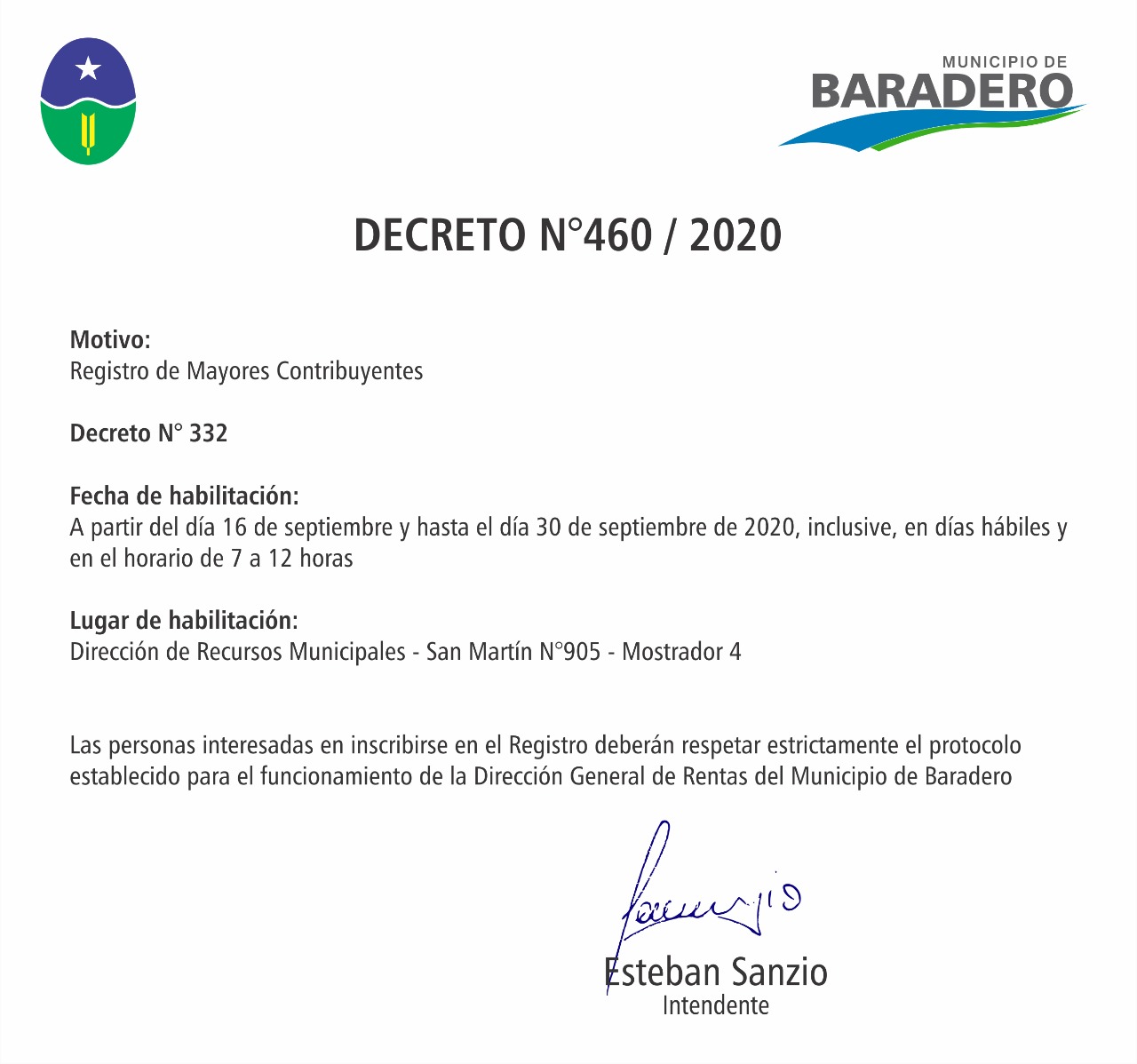 Registro de Mayores Contribuyentes (Decreto N°460/2020)