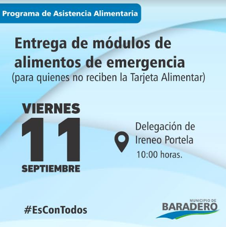 Entrega de módulos de alimentos en la Delegación de Ireneo Portela