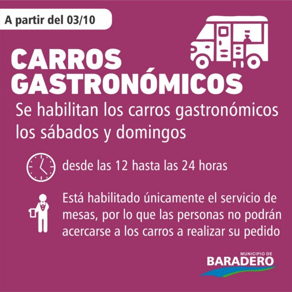 Se habilitan los carros gastronómicos y se extiende el horario de atención en kioscos