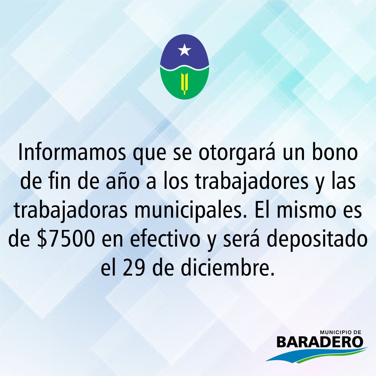 Municipales: Bono de fin de año en efectivo