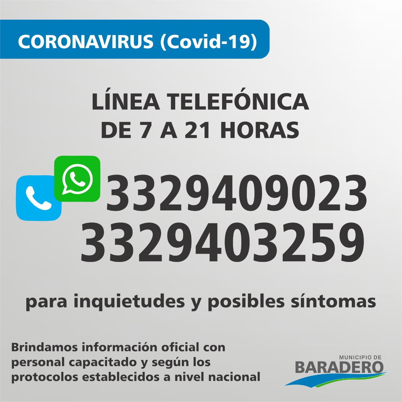 Información sobre las Líneas Covid-19