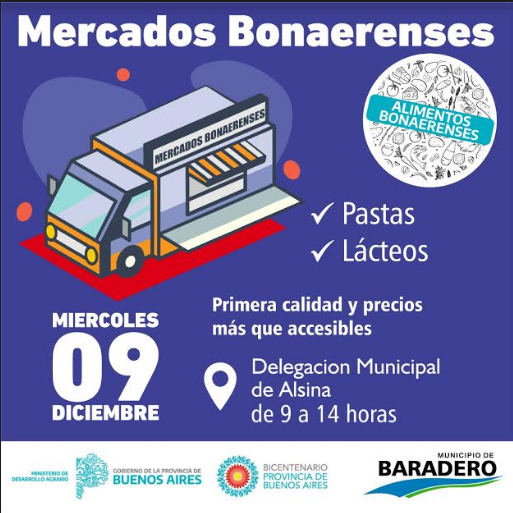 El Mercado Bonaerense de pastas y lácteos estará en Alsina