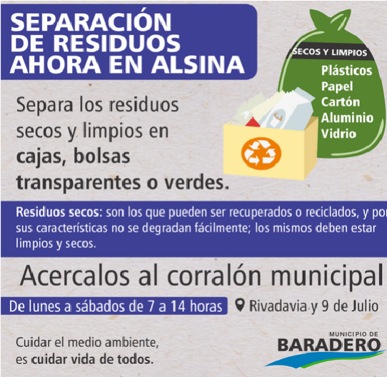 Separación de residuos en Alsina, Coloma y Portela