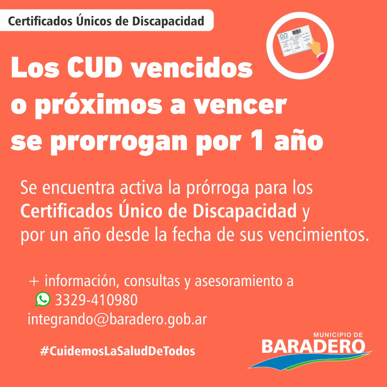 Se extienden los vencimientos para los Certificados Únicos de Discapacidad y el Pase Libre Multimodal
