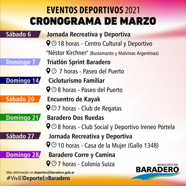 Cronograma de eventos deportivos de marzo