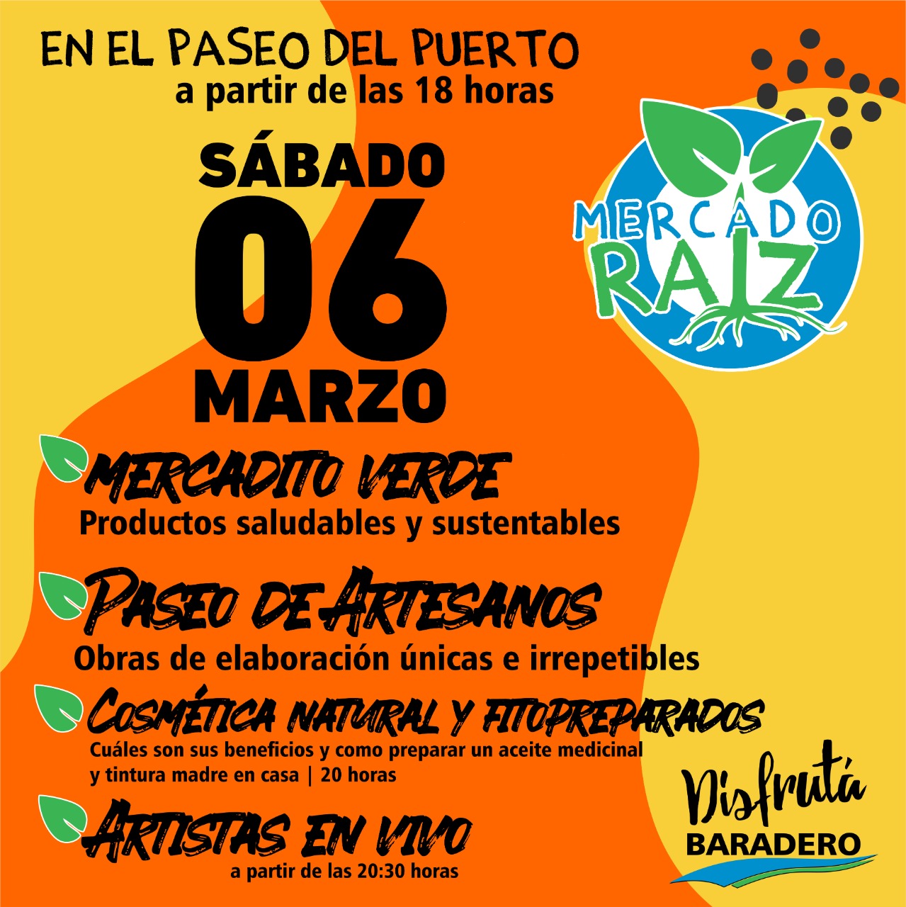 Mercado Raíz se realizará este sábado en el Paseo del Puerto