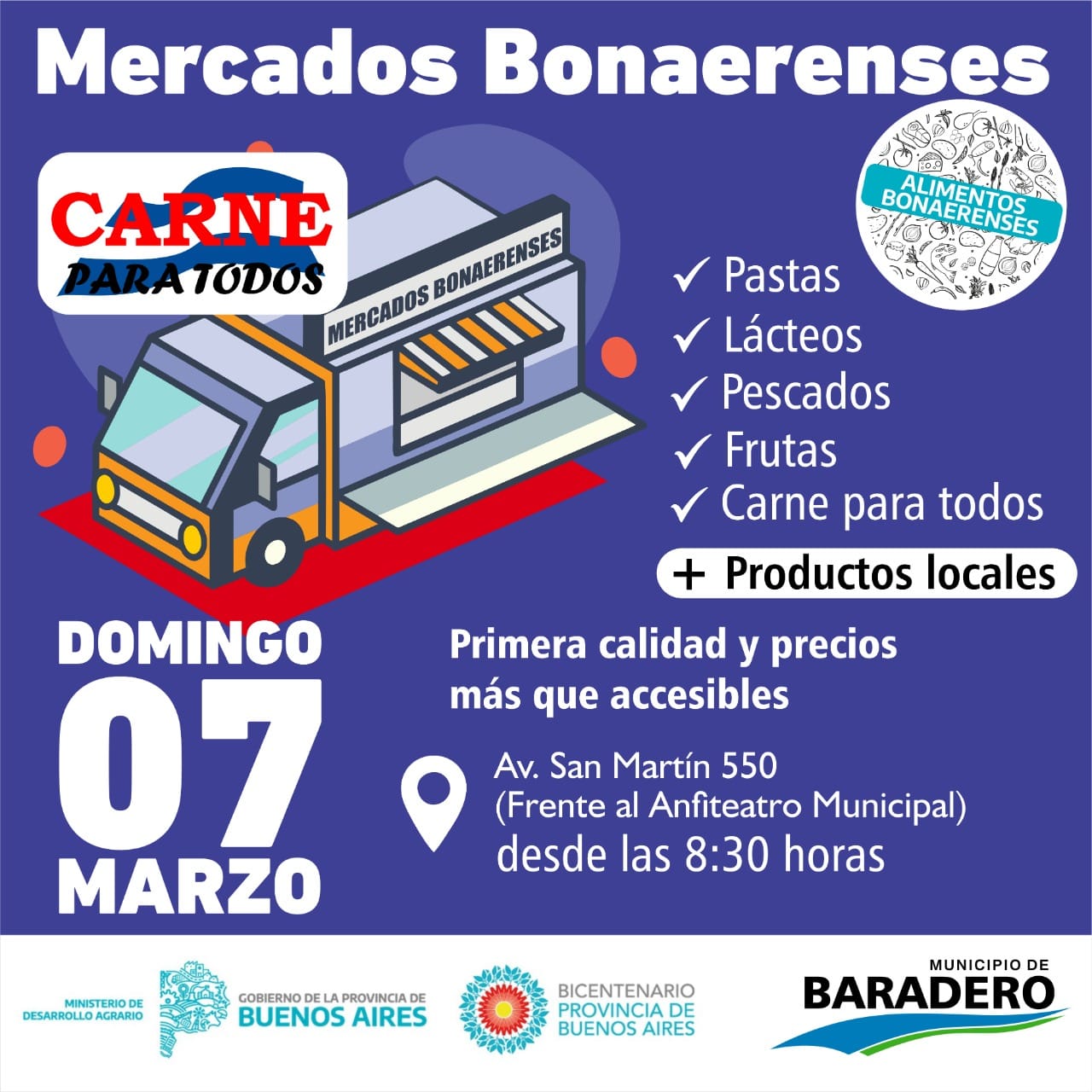 Este domingo Mercados Bonaerenses frente al Anfiteatro Municipal