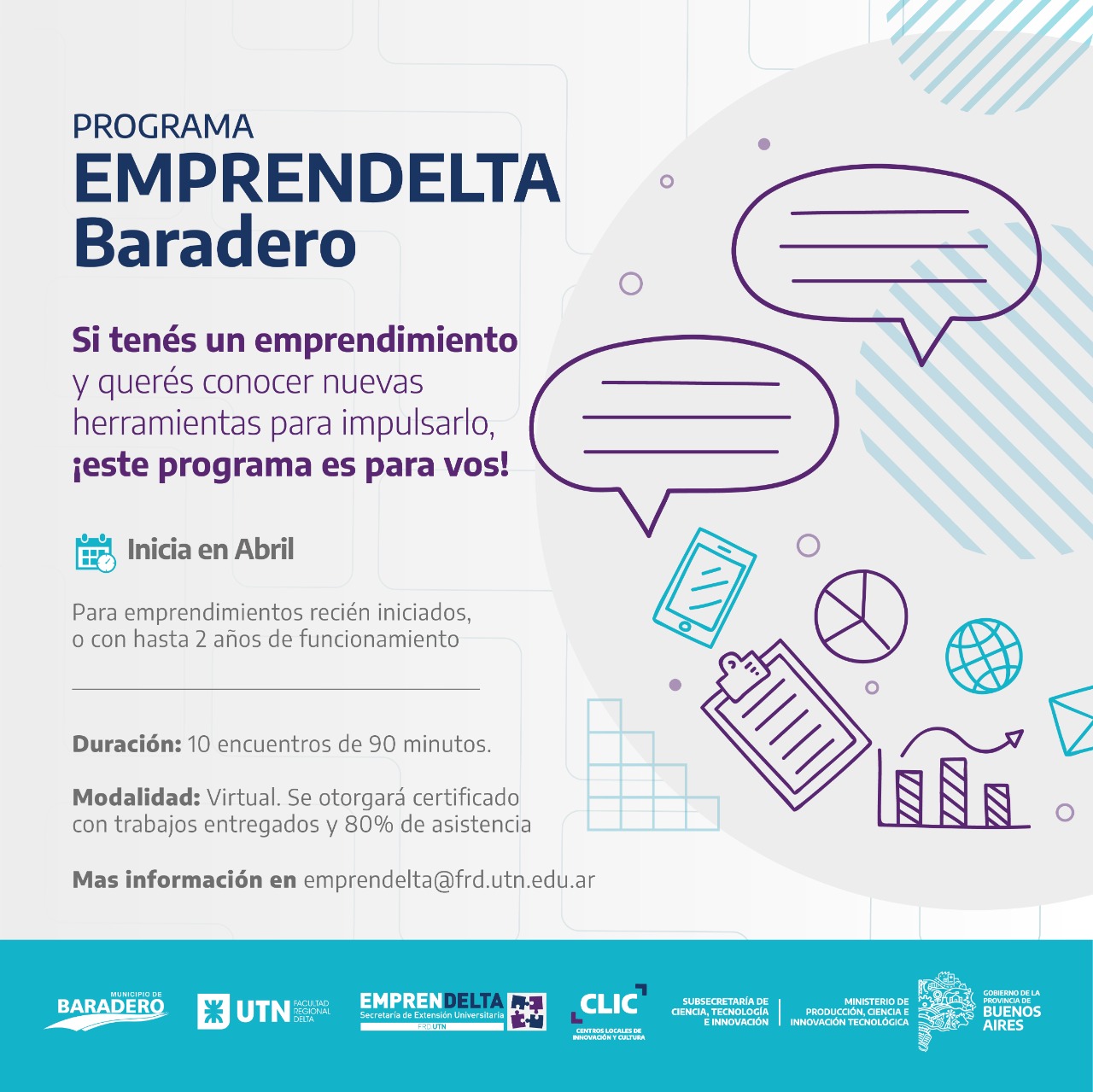 #CLICBaradero | Inscripción a EmprenDelta Baradero, programa de capacitación y acompañamiento virtual para emprendedores