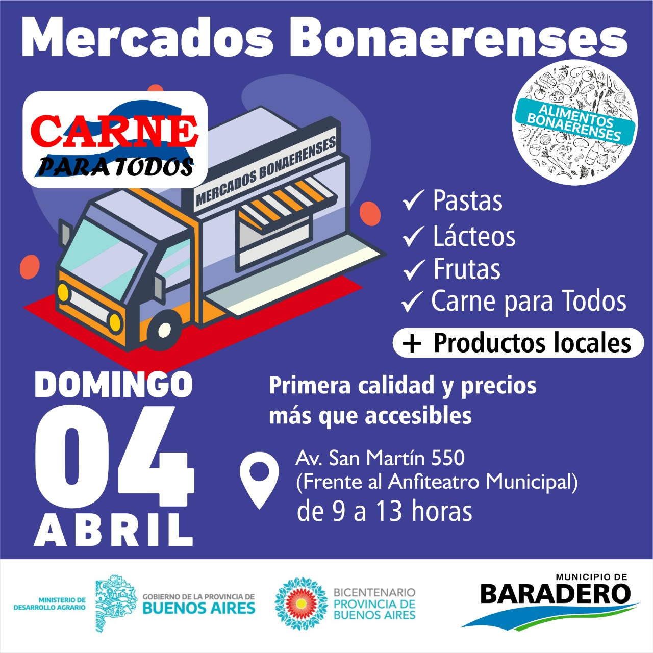 #EsConTodos | Mercados Bonaerenses estará el domingo 4 de abril frente al Anfiteatro Municipal