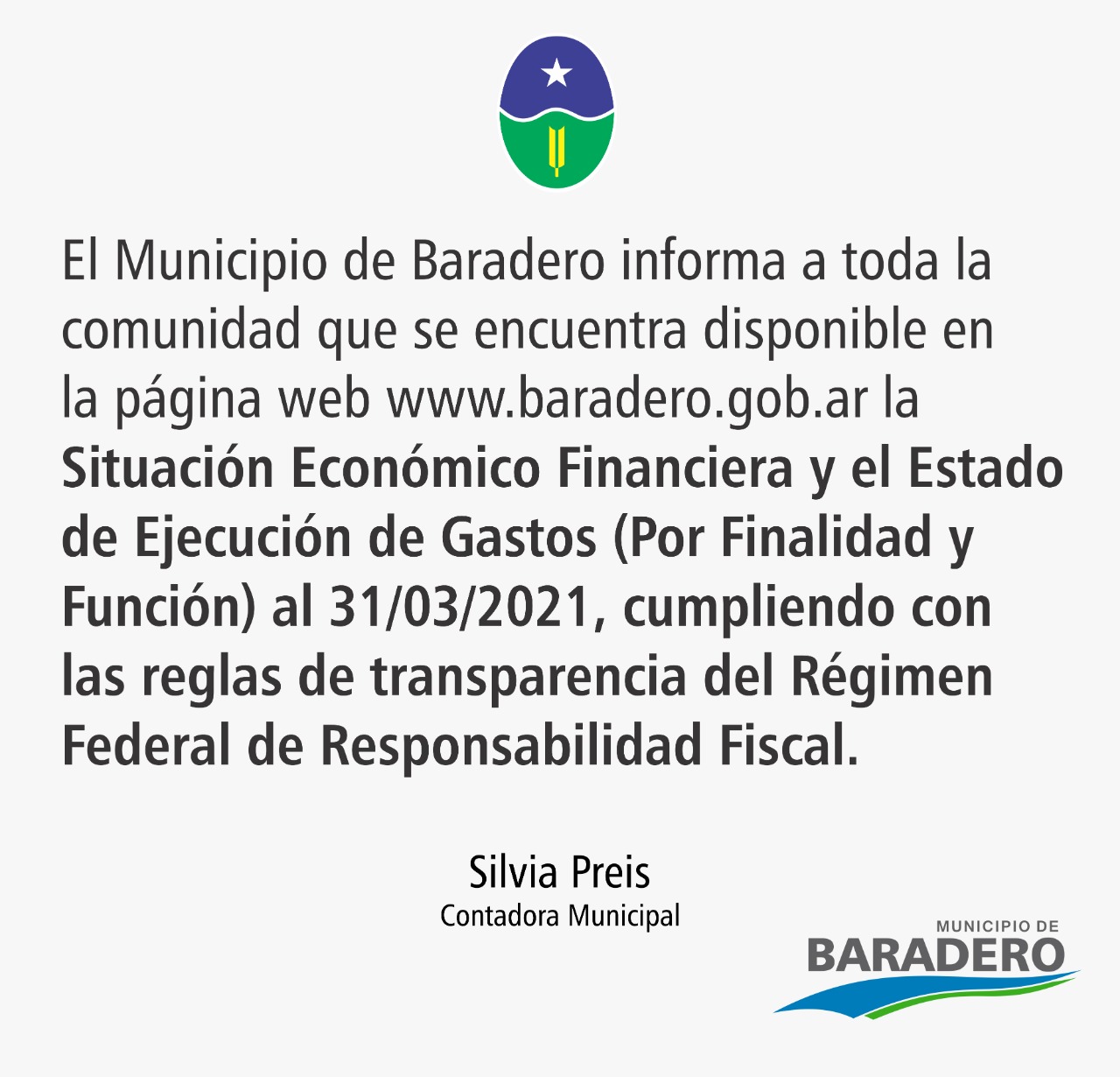 El municipio pone a disposición la situación financiera y el estado de ejecución de gastos