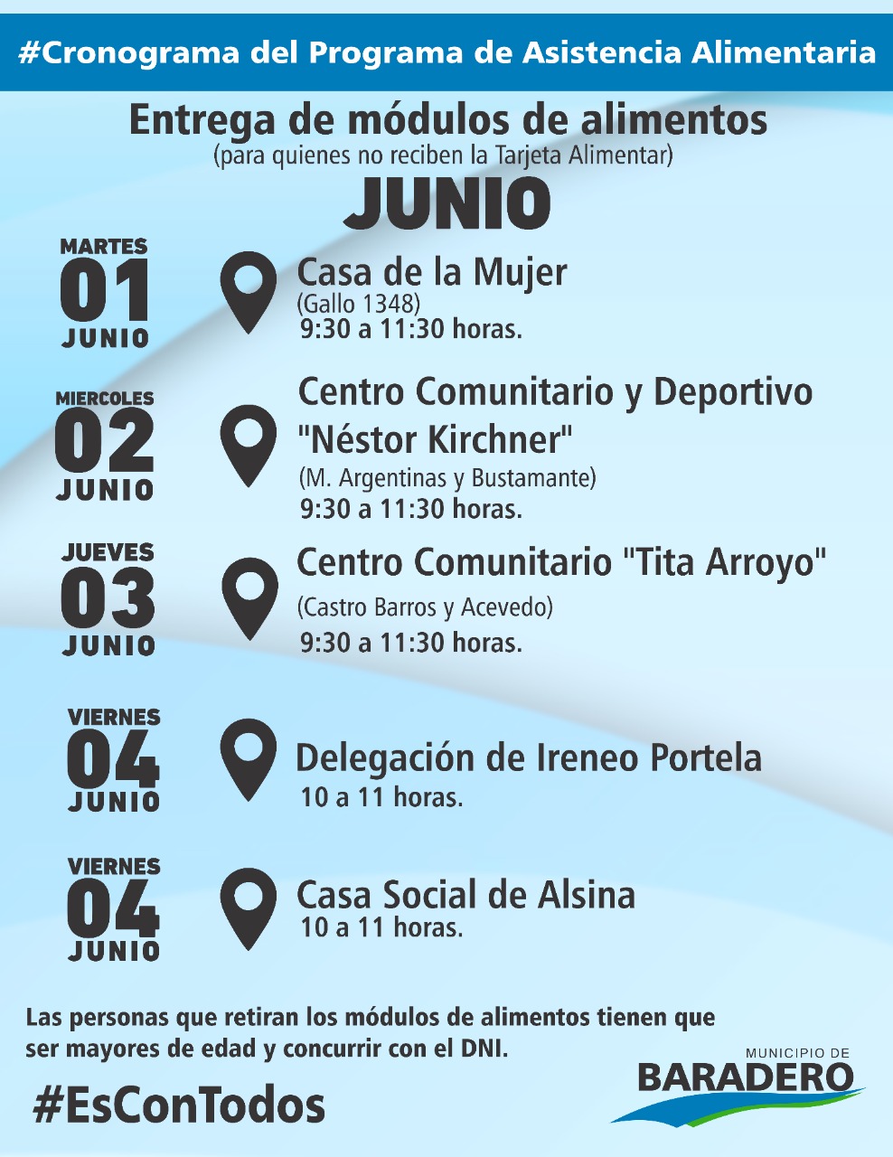 #EsConTodos | Cronograma de entrega de módulos de alimentos de junio