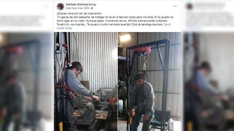 Vecino de Baradero: David quedó en silla de ruedas por un accidente laboral y diseñó una estructura para mantenerse parado y seguir trabajando
