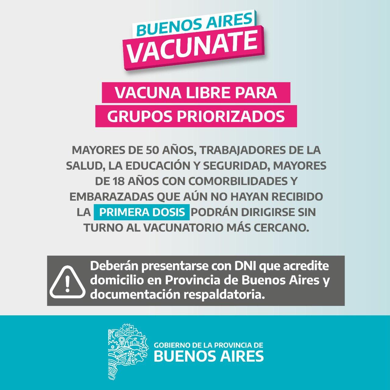 #TrabajamosParaCuidarte | Vacuna libre para grupos priorizados a partir del miércoles 30 de junio