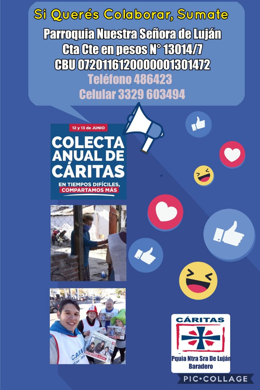 Colecta anual de Carítas:»En tiempos difíciles compartamos más»