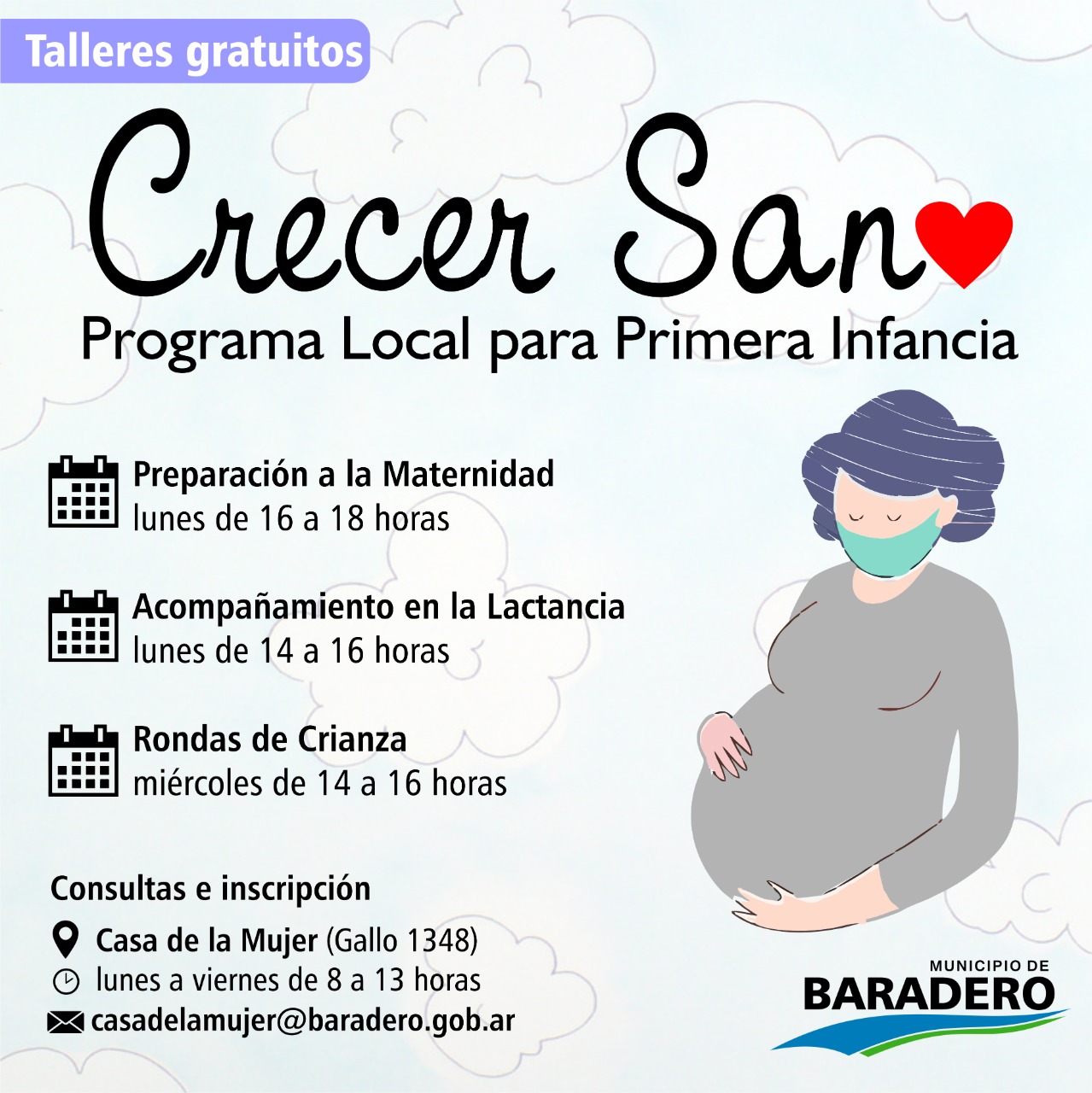 #TrabajamosParaCuidarte | Programa Local para Primera Infancia “Crecer Sano”: talleres gratuitos para personas gestantes y en periodo de lactancia