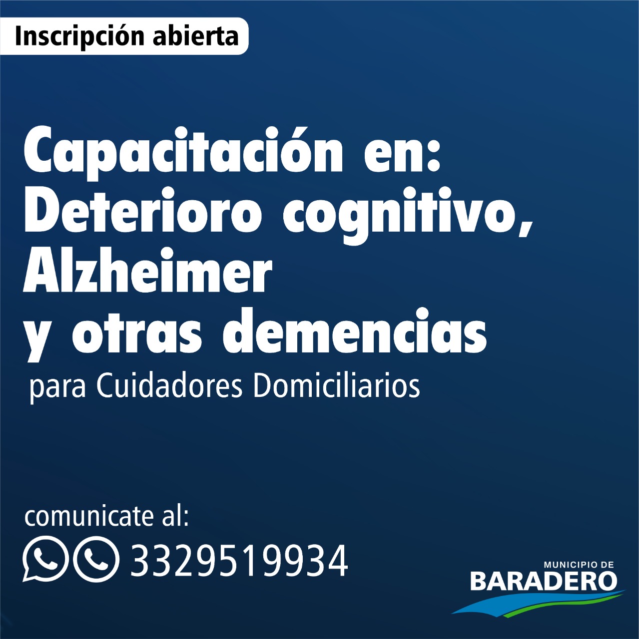 Inscripción abierta para cuidadores domiciliarios: capacitación en Deterioro Cognitivo, Alzheimer y otras demencias