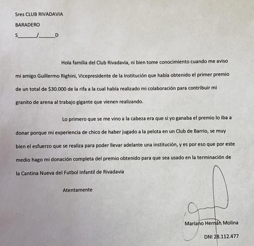 Gran Gesto: Ganó una rifa y donó el premio