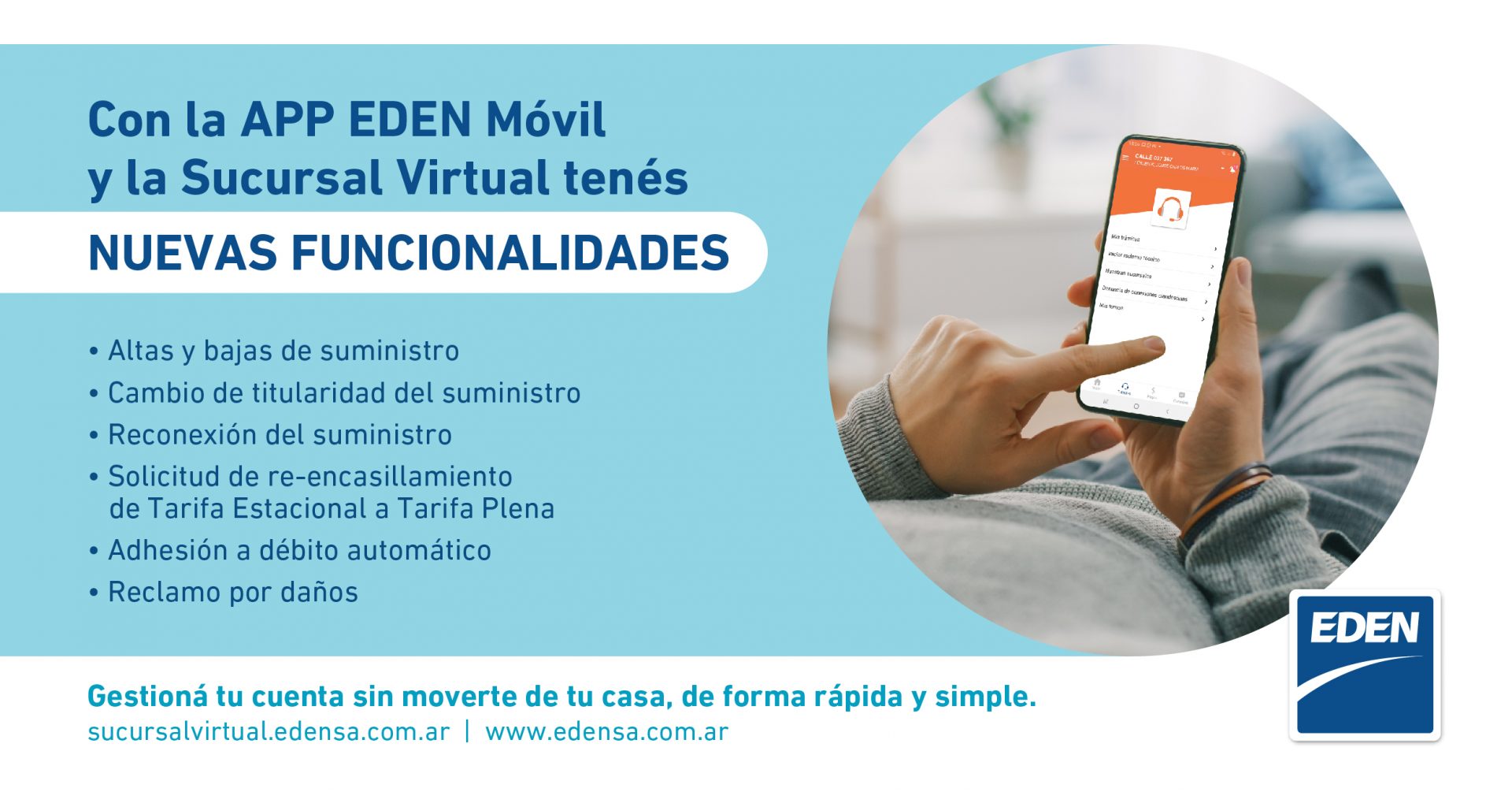 Nuevas funcionalidades en la App EDEN Móvil y la Sucursal Virtual