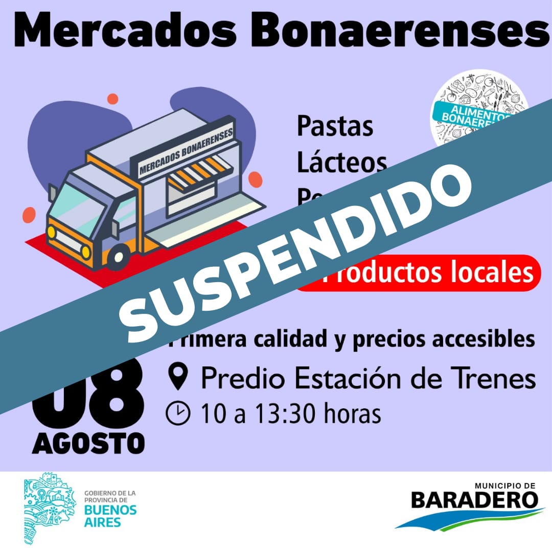 Mercados Bonaerenses: se suspende la edición de este domingo por lluvia