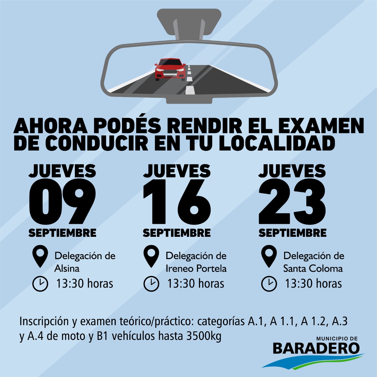 #LicenciasDeConducir | ¡Podés rendir tu examen de conducir en Alsina, Portela y Santa Coloma!