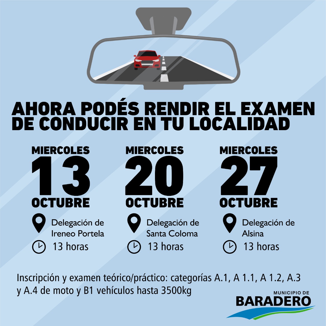 #LicenciasDeConducir | Nuevas fechas para rendir los exámenes de conducir en Alsina, Portela y Santa Coloma