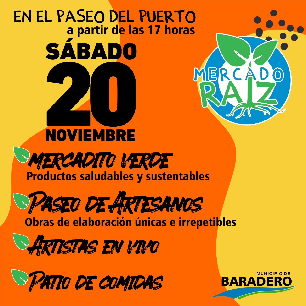 El 20 de noviembre nueva edición de Mercado Raíz en el Paseo del Puerto