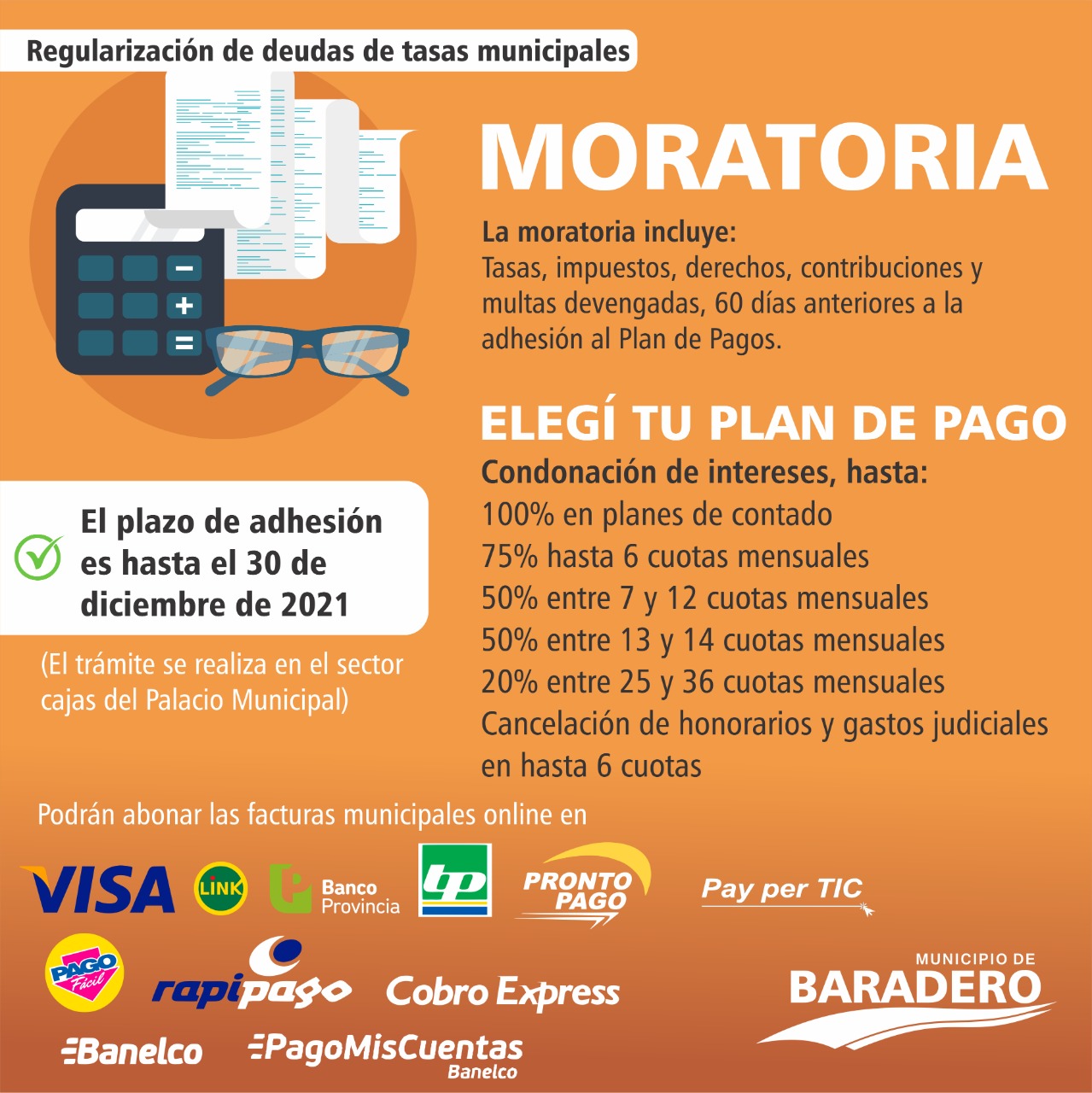 Adhesión a la moratoria para la regularización de deudas de tasas municipales