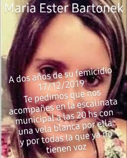 Justicia: Convocan una marcha por un nuevo aniversario del femicidio de María Bartonek