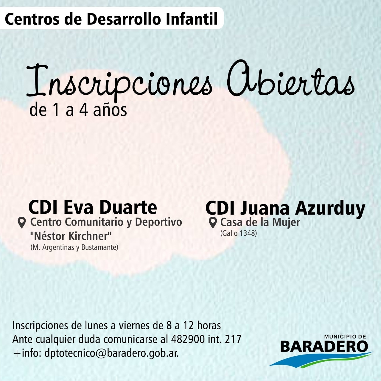 Inscripciones abiertas para los Centros de Desarrollo Infantil