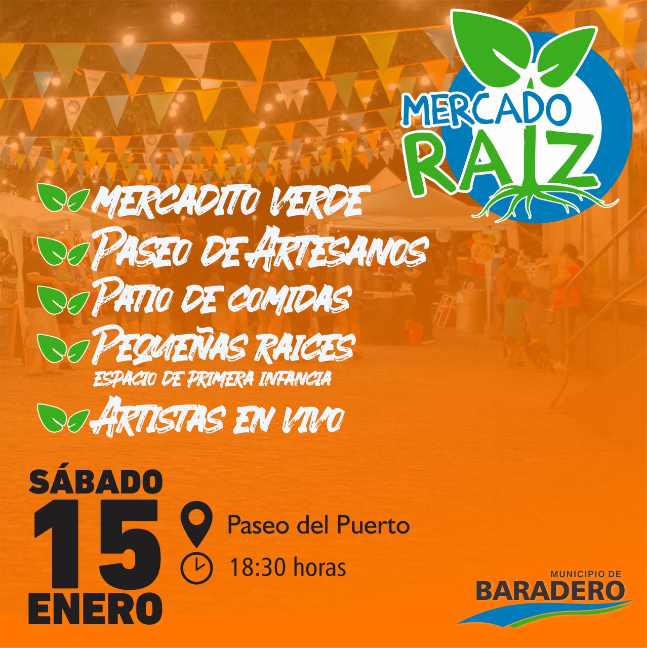 Este sábado habrá una nueva edición de Mercado Raíz en el Paseo del Puerto